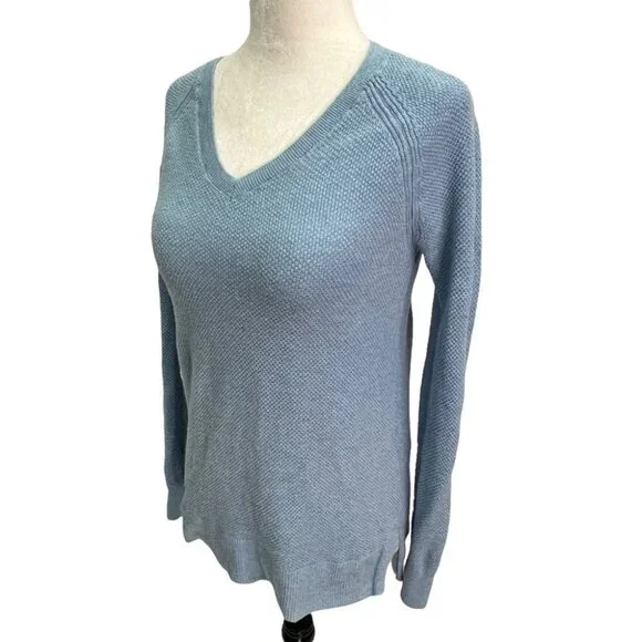 GAP Blue Cotton V-Neck Lightweight Long Sleeve Size S - Picture 4 of 9